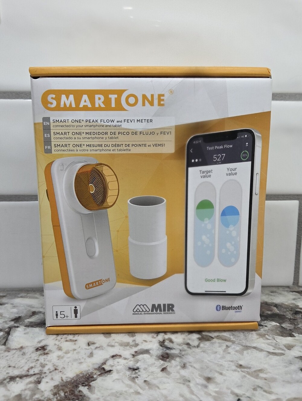 MIR Smart One Personal Spirometer Peak Flow Meter Bluetooth FEV1 PEF